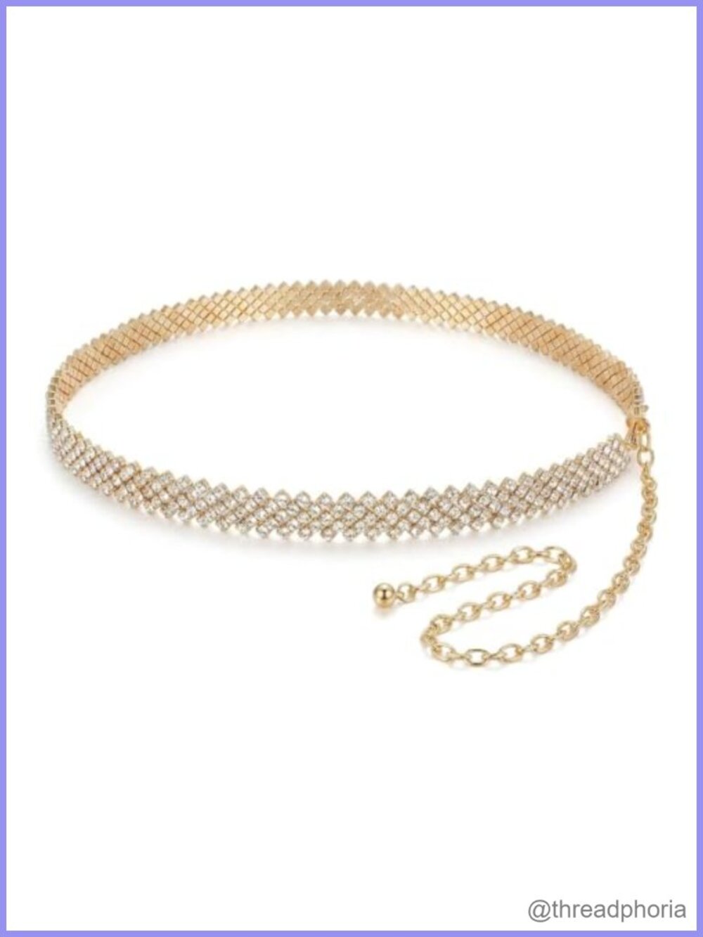 Rhinestone Chain Waist Belt Adjustable Lobster Clasp for Dress